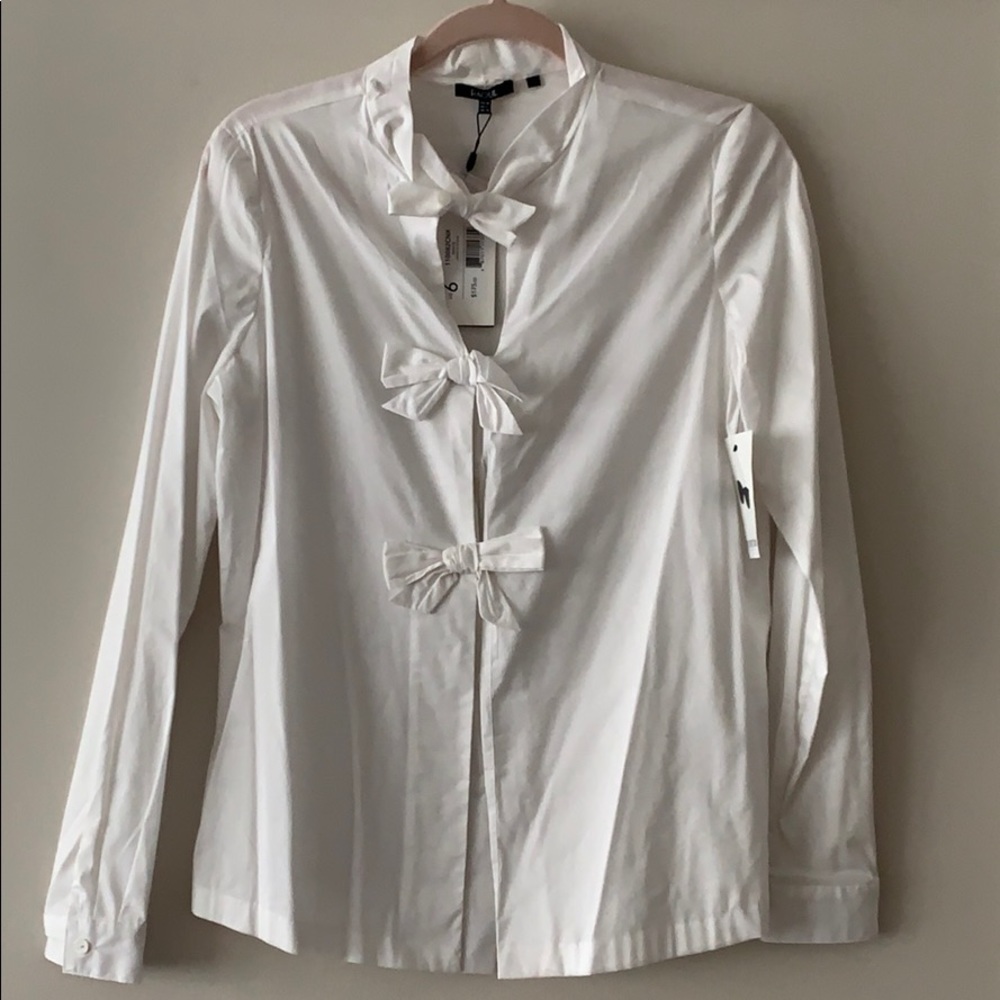 Raoul Bow-embellished cotton-blend blouse
